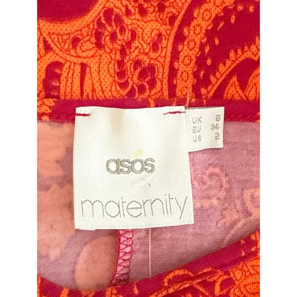 ASOS Maternity Swing Tee Dress Magenta & Orange US 2 EUC - Picture 4 of 6